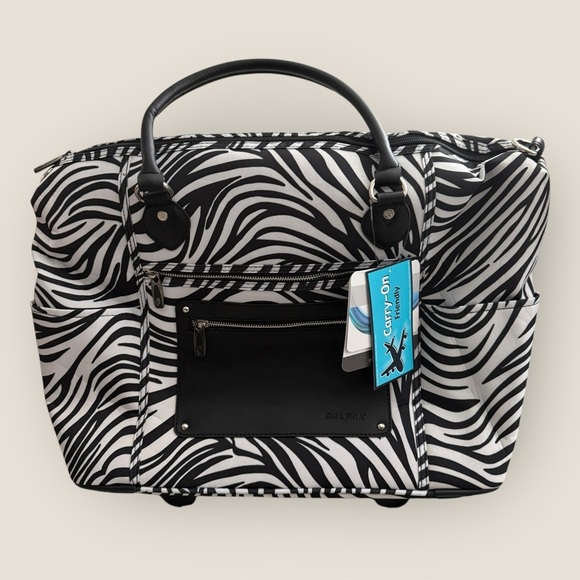 Calpak | Zanny Rolling Carry-On Tote | Zebra Print with Purple Interior | OS - Picture 1 of 12